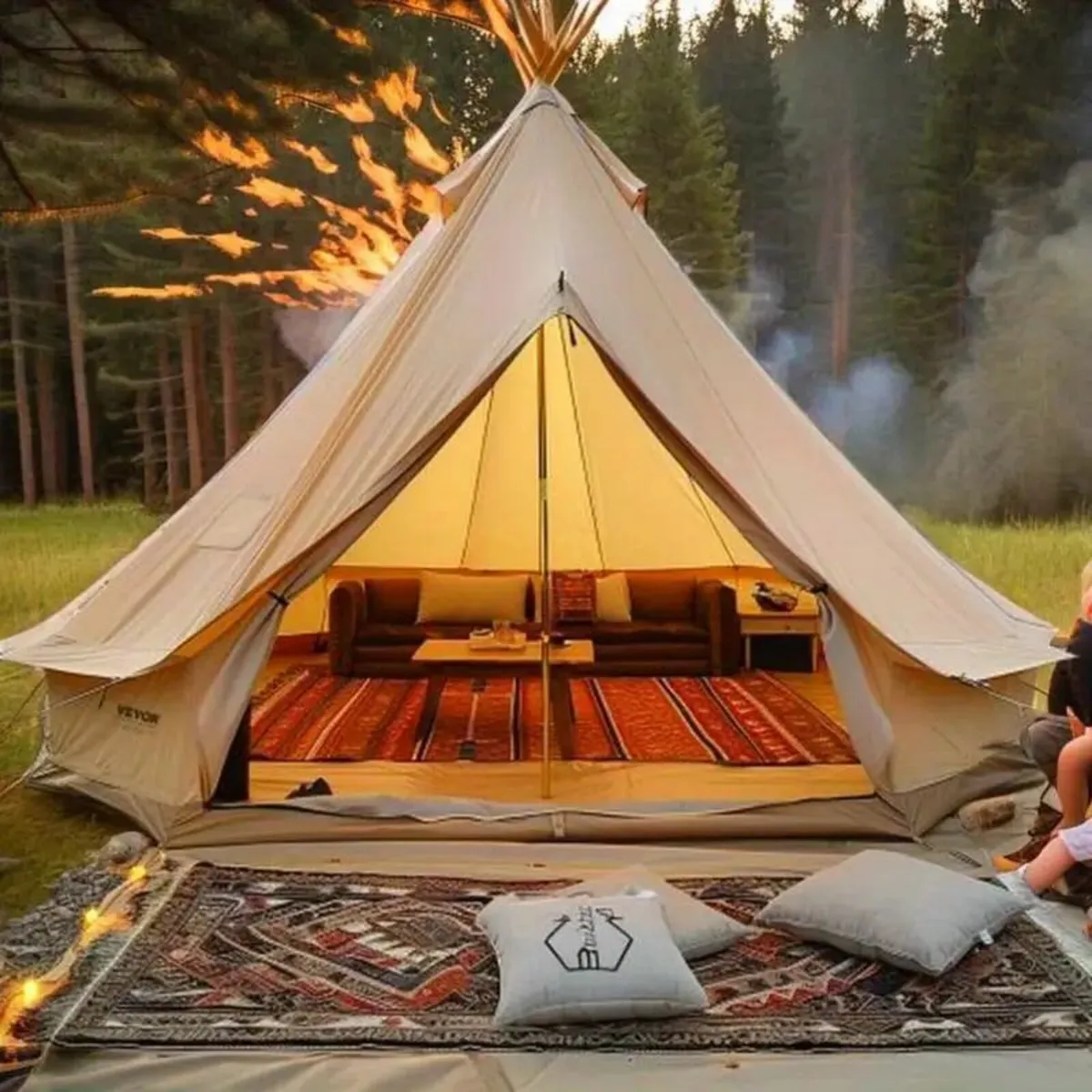 Spacious 6-Meter Canvas Yurt Tent for Camping - Image 3