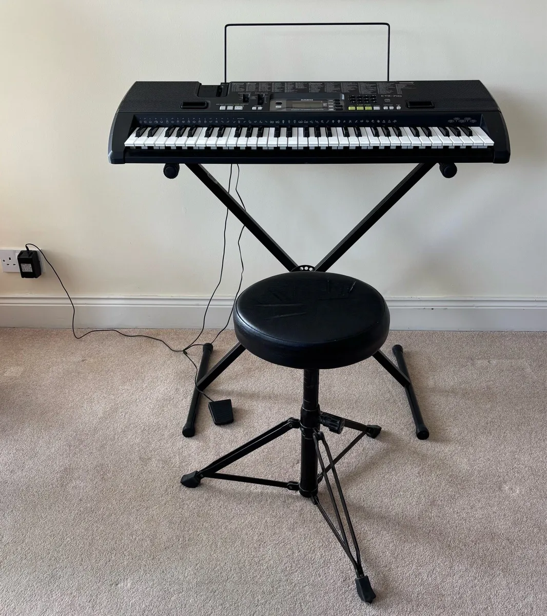 Casio CTK-710 Keyboard with Stand and Drum Stool - Image 1