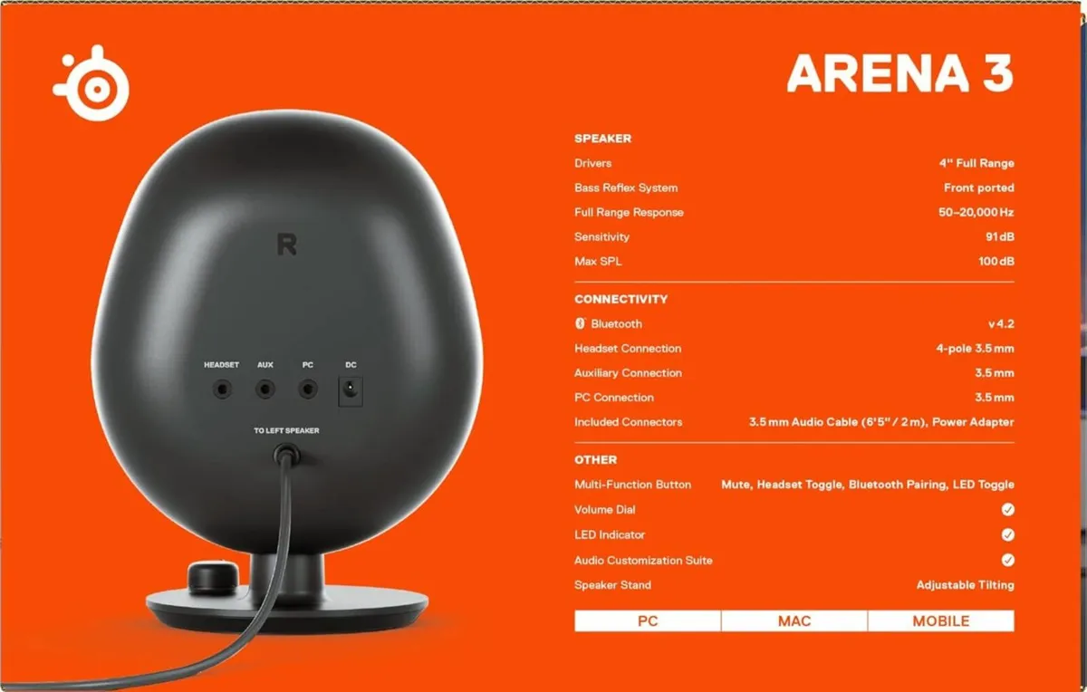SteelSeries Arena 3 -PC Mac - Gaming Speaker Syste - Image 3