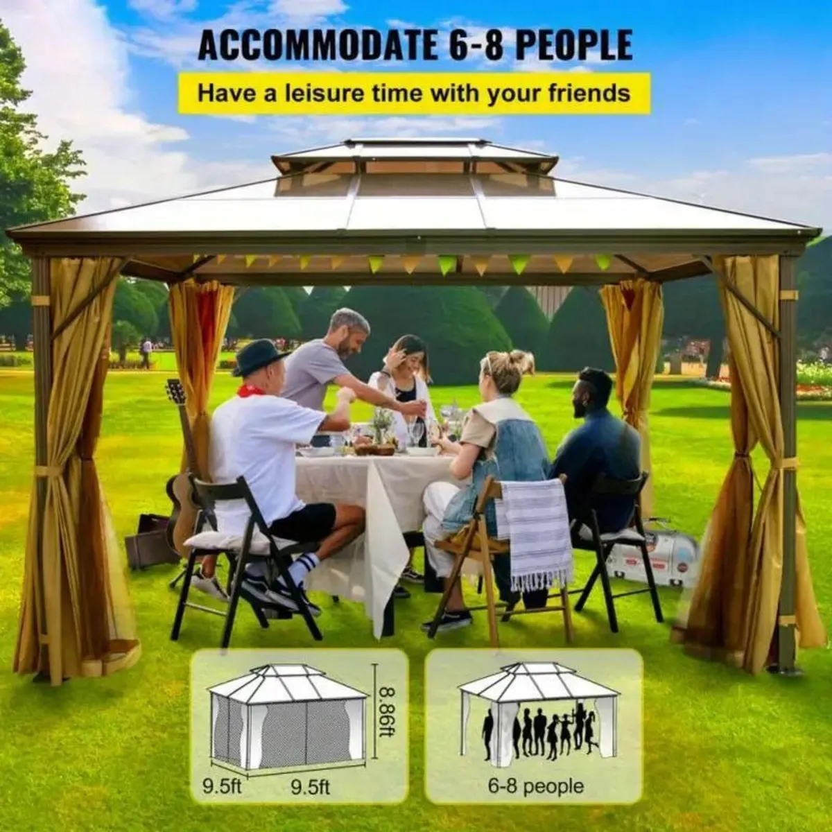 3.05x3.05meter Hardtop Gazebo with Mosquito Net - Image 2