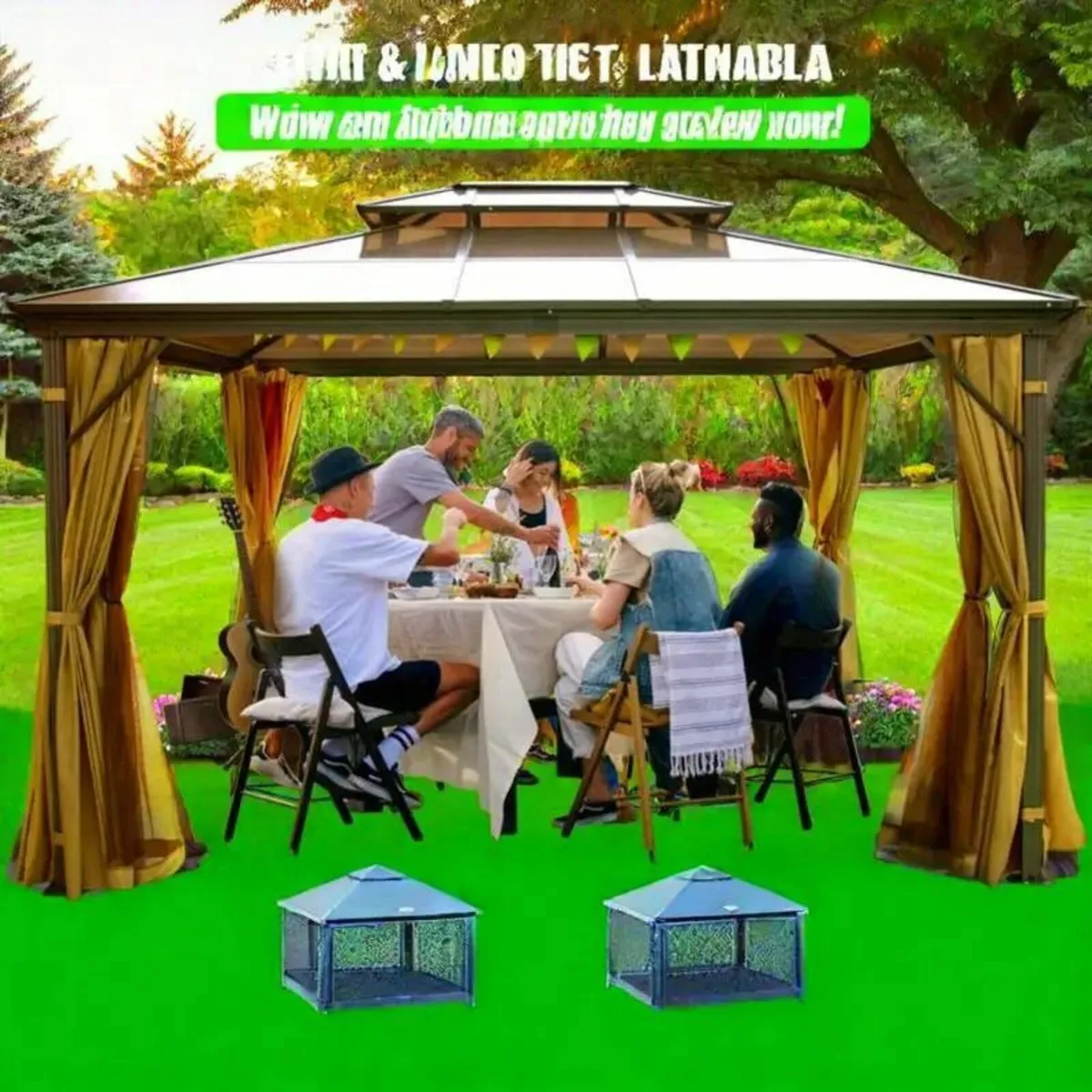 3.05x3.05meter Hardtop Gazebo with Mosquito Net - Image 3