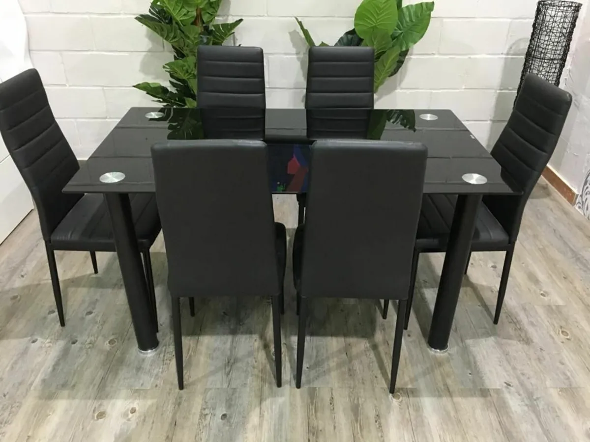 Glass Dining Table Set – Seats 6 – FREE Delivery - Image 1