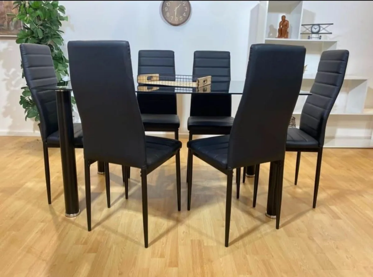 Glass Dining Table Set – Seats 6 – FREE Delivery - Image 2