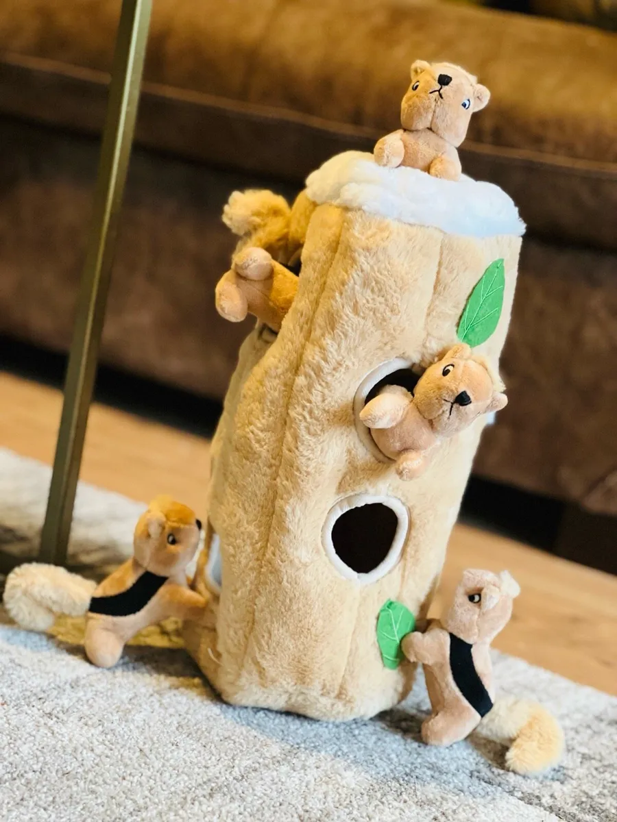 Dog toy Squirrel log with 5 squeaky squirrels - Image 1