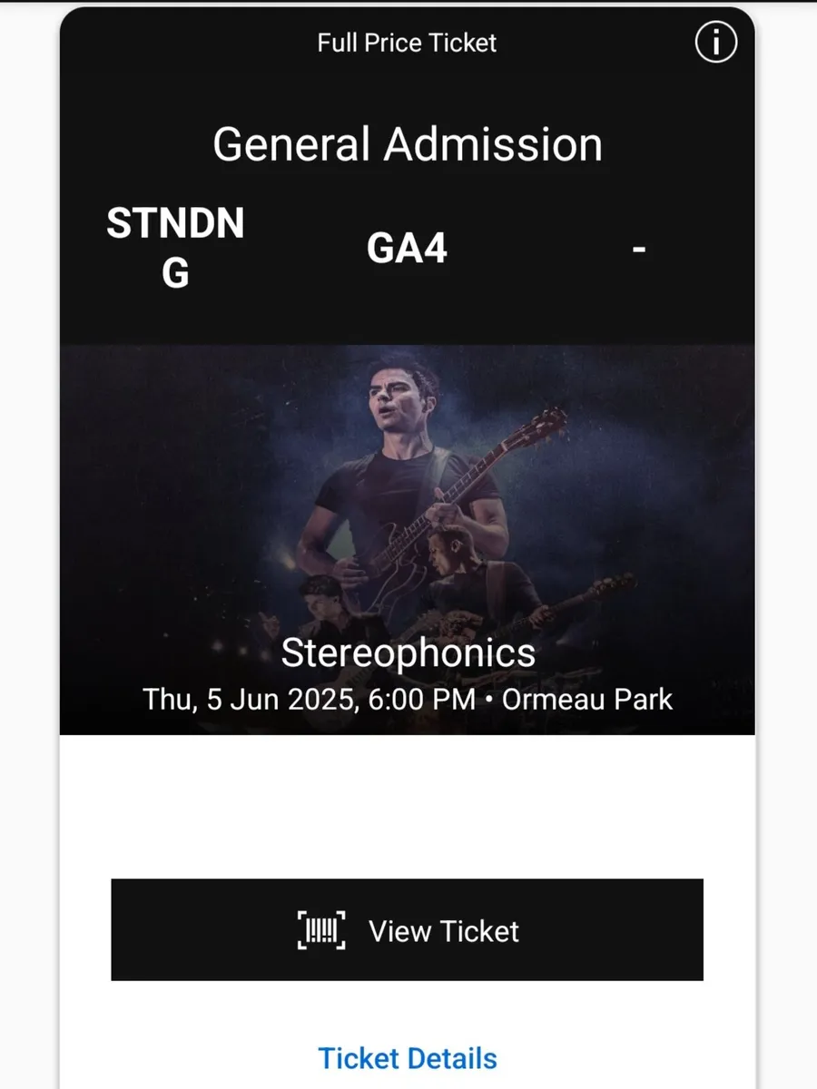 2 STEREOPHONICS TICKETS BELFAST