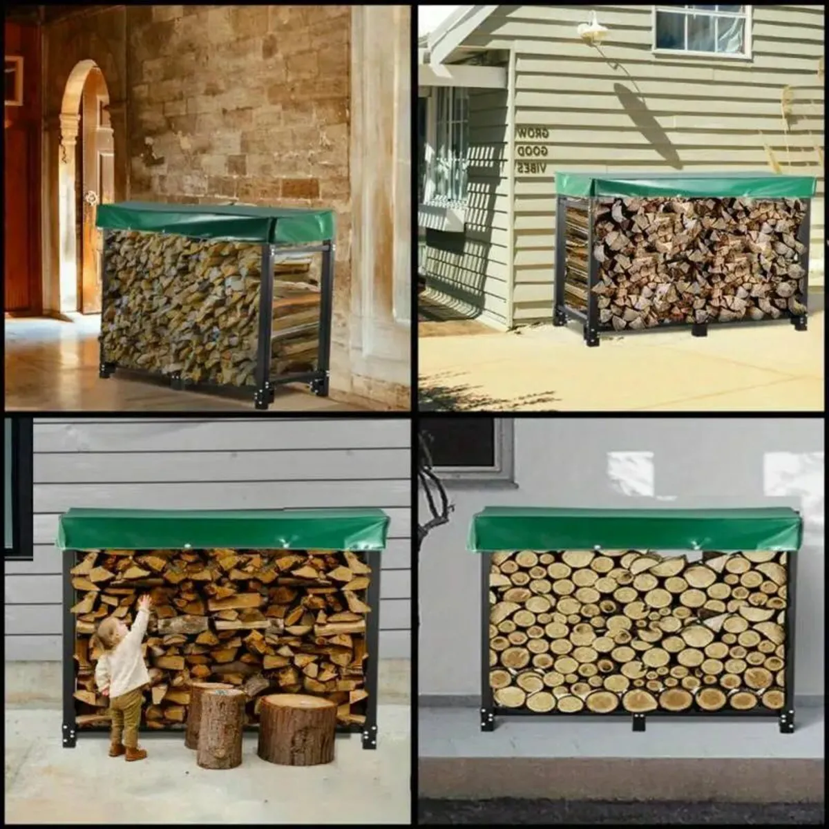Heavy Duty Steel Wood Holder with Cover - Image 2