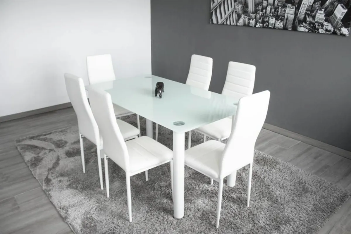 Glass Dining Table Set Seats 6 FREE Delivery - Image 1