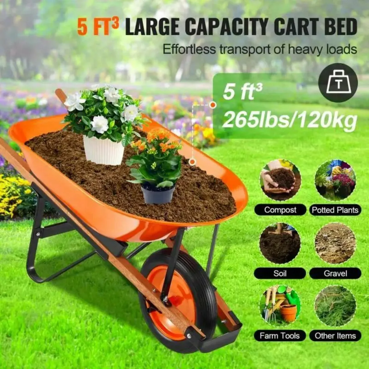 One Wheel Garden Dump Cart - Image 1