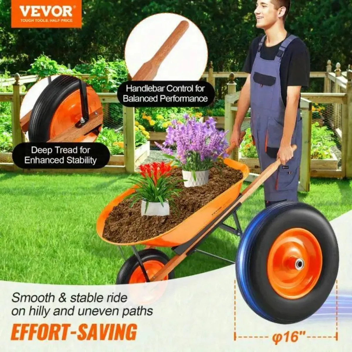 One Wheel Garden Dump Cart - Image 4
