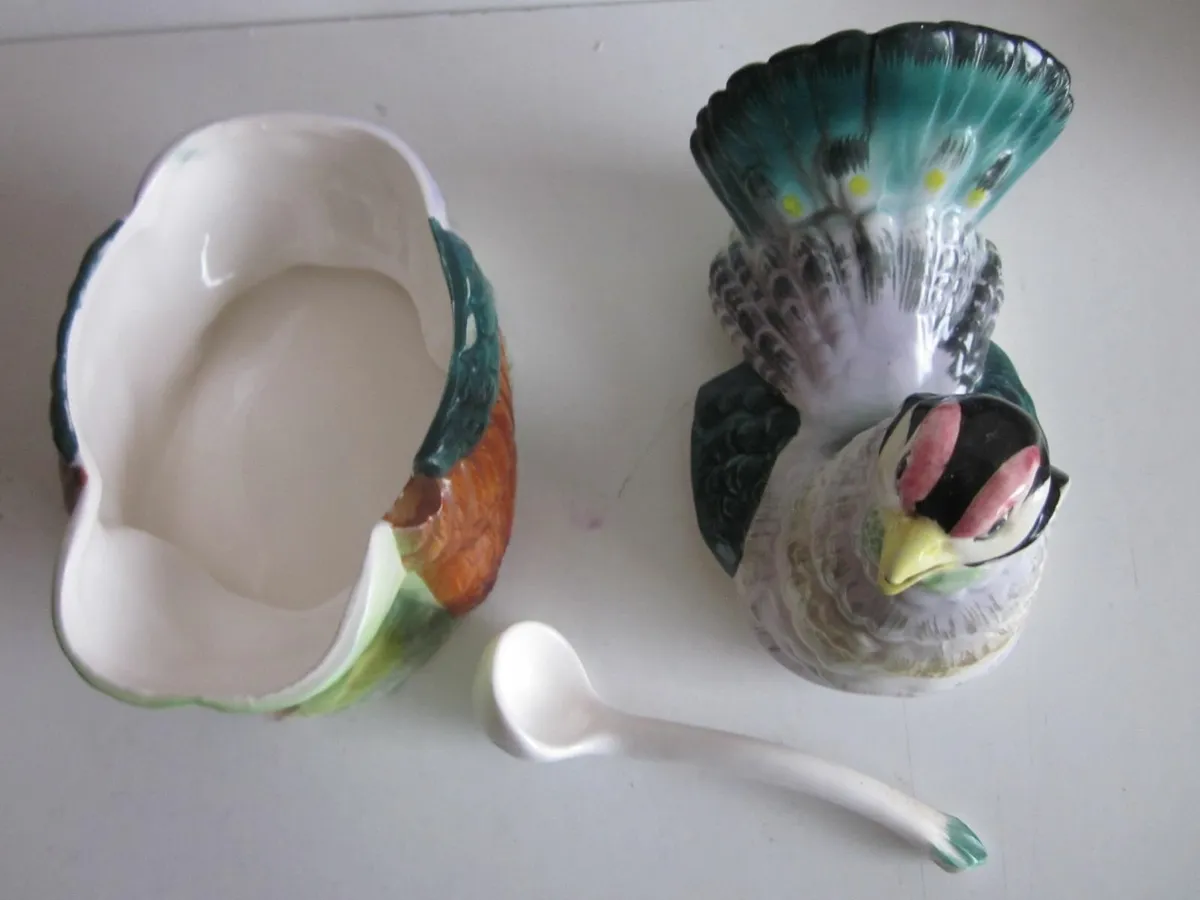 Small Italian Ceramic Turkey Tureen with Spoon - Image 2