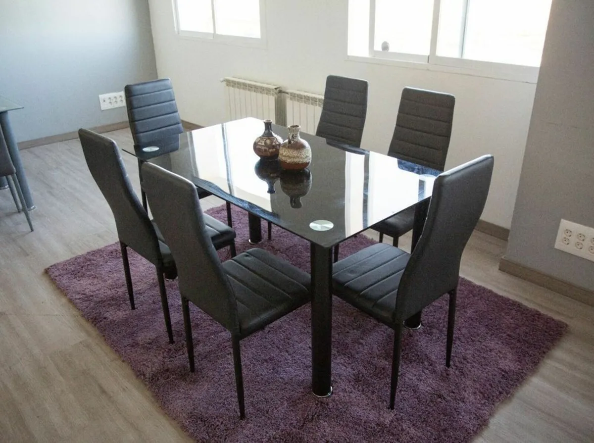 Glass Dining Table Set Seats 6 FREE Delivery - Image 1