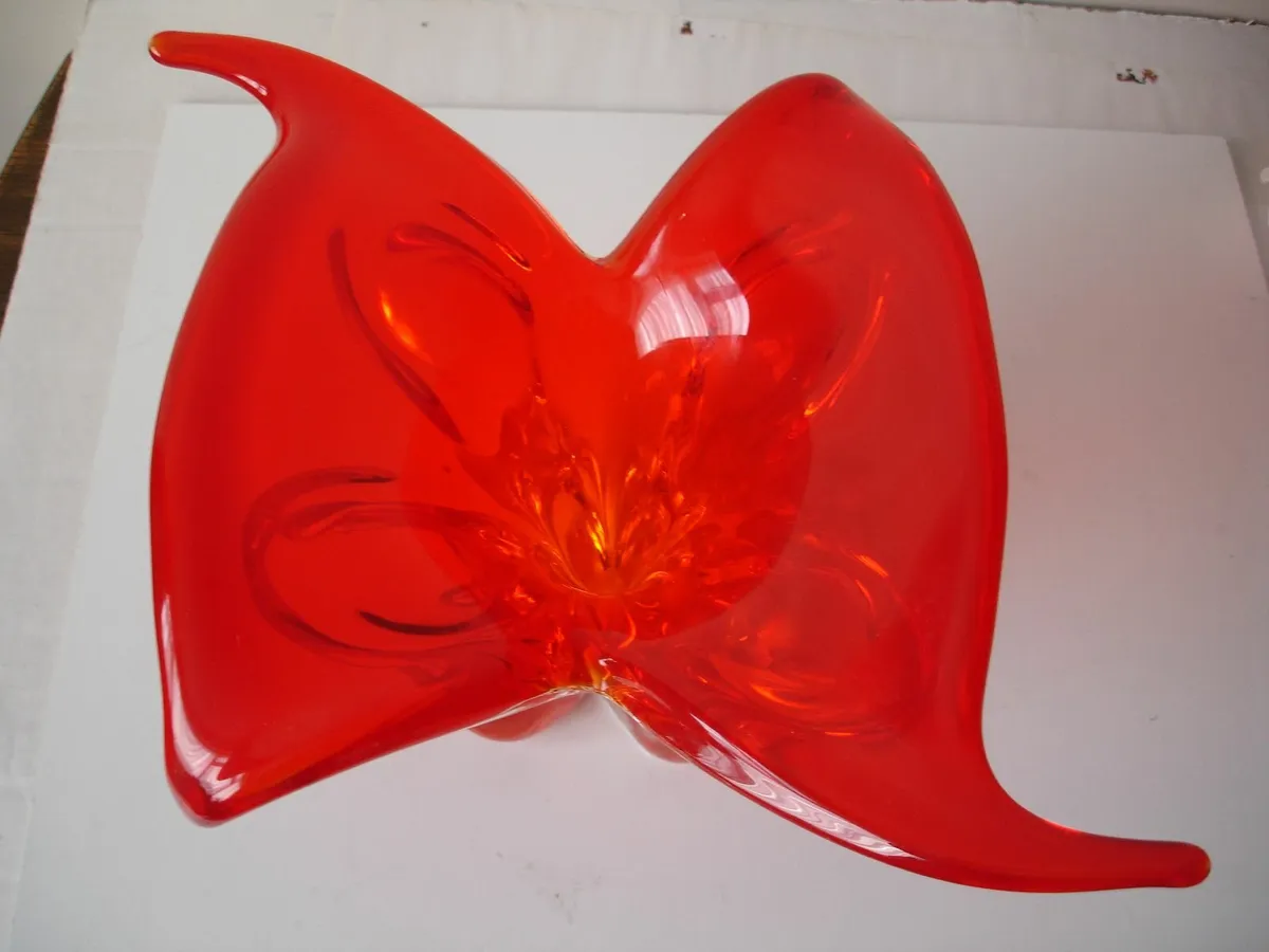Large Sculptural Red Art Glass Centerpiece - Image 1