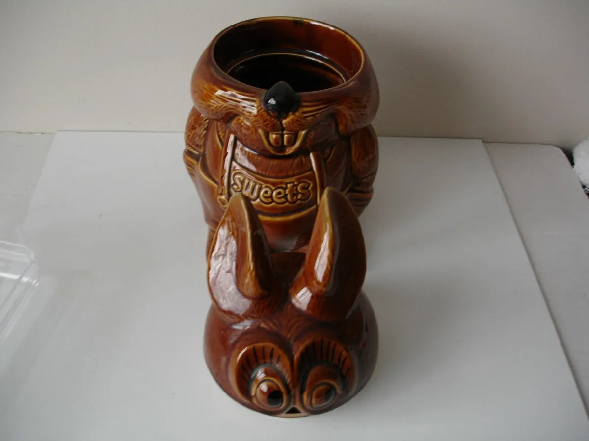 Brown  Ceramic Rabbit Bunny Sweet  Barrel  Jar - Image 4