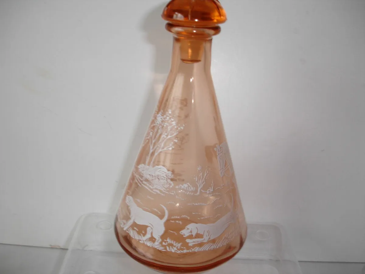 Pink Glass Decanter/6 shot Glasses 1950's - Image 3