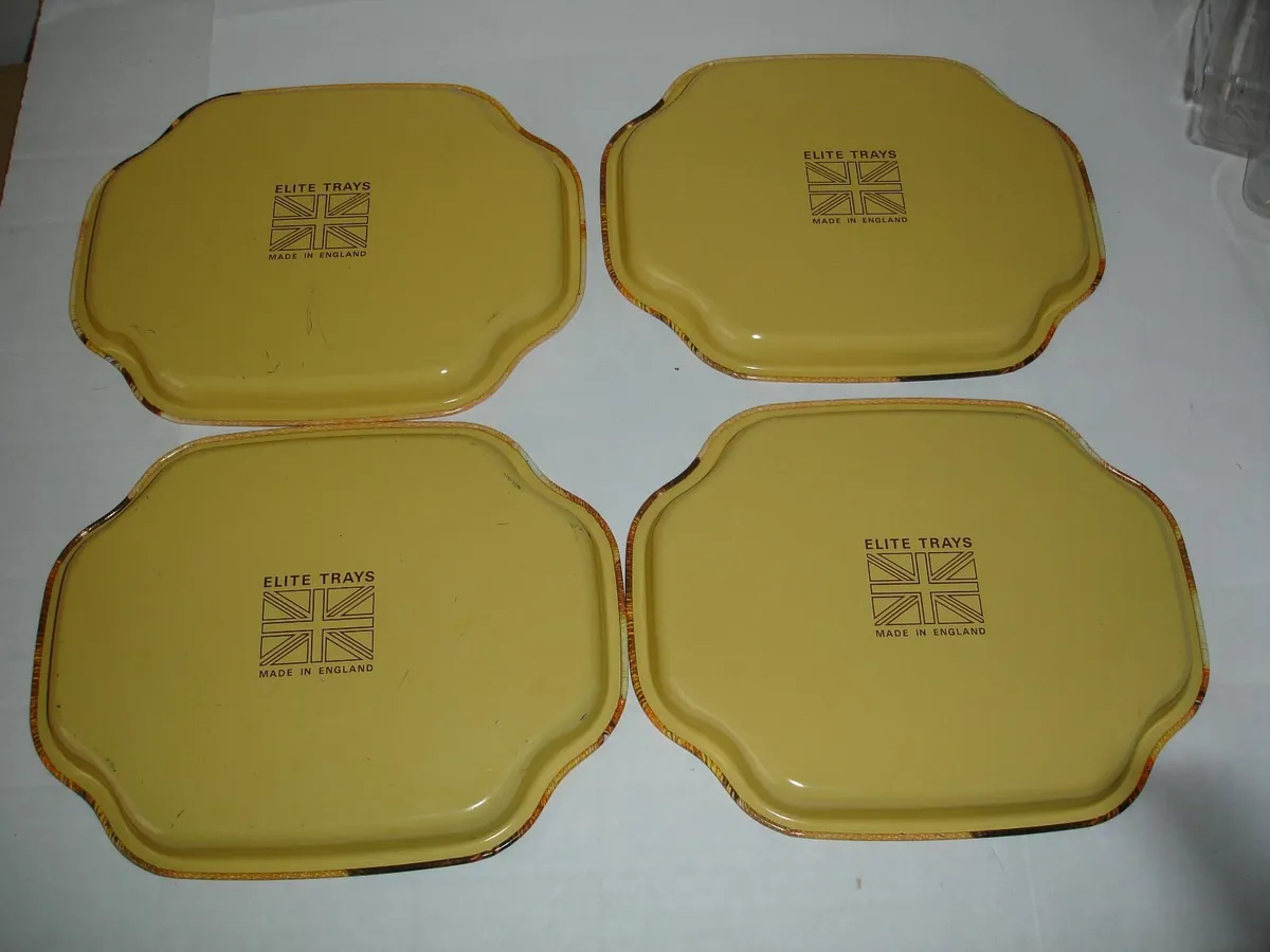 Four Elite  Small Trays Oriental Scene - Image 3