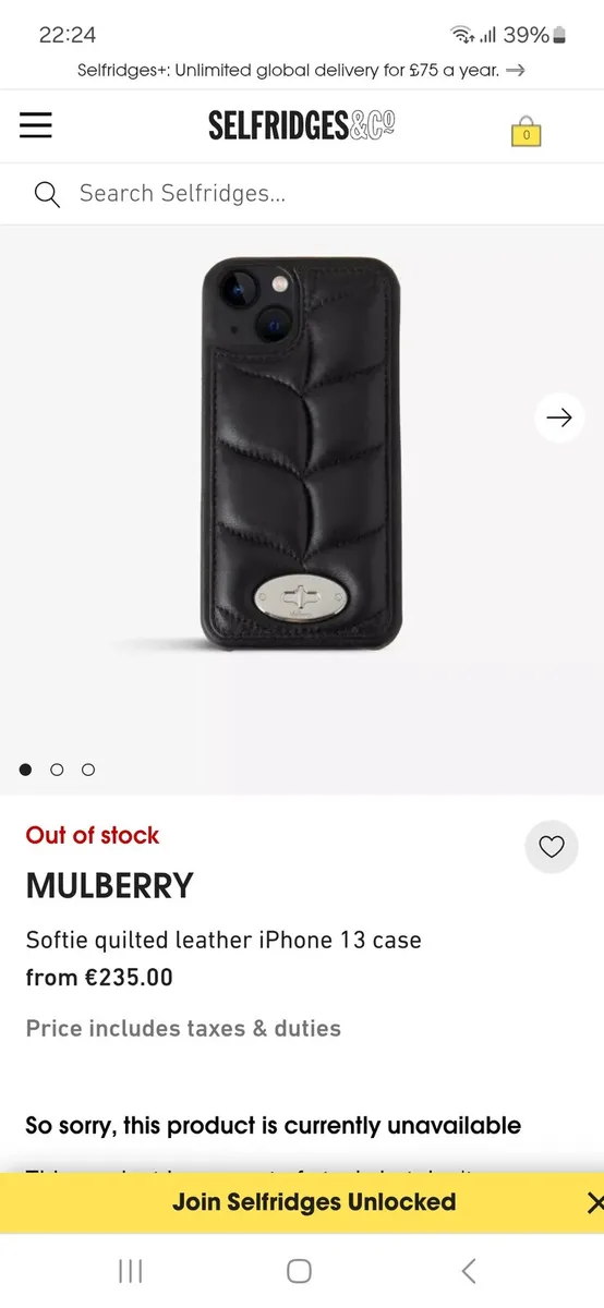 Mulberry leather phone case. NEW - Image 1