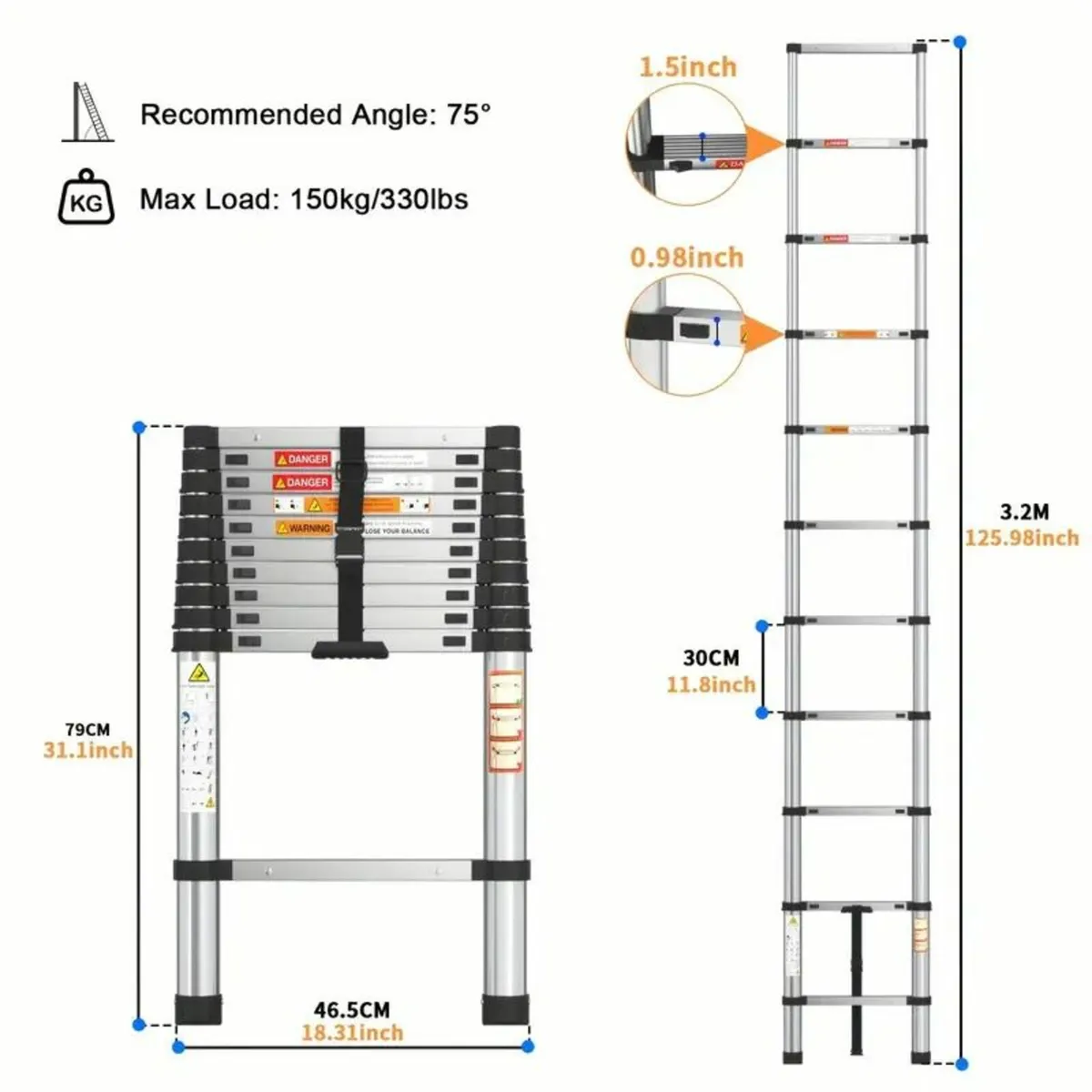 Telescopic Extension Folding Ladder - Image 2