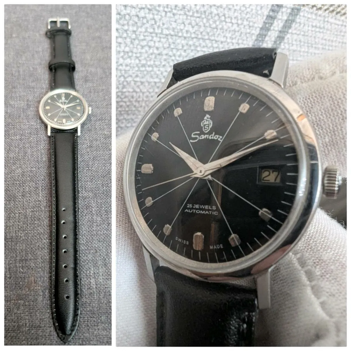 Vintage 1970s 25j Sandoz Swiss men's Auto Watch - Image 1