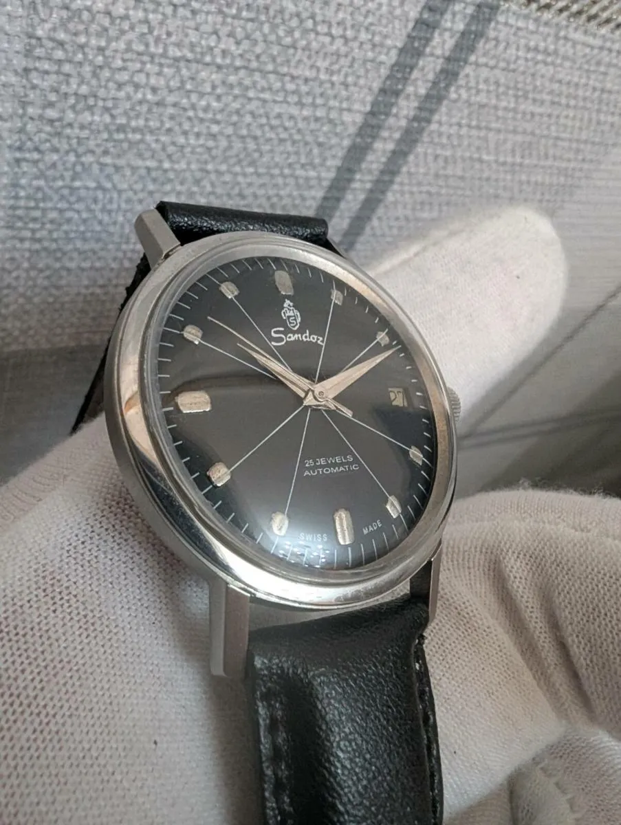 Vintage 1970s 25j Sandoz Swiss men's Auto Watch - Image 2