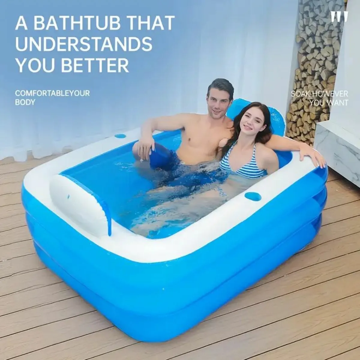 Foldable Inflatable Bath Tub with Soaking Pillow - Image 1