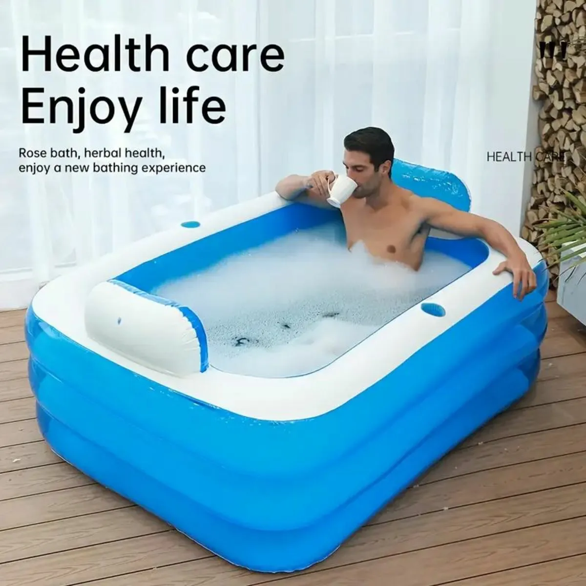 Foldable Inflatable Bath Tub with Soaking Pillow - Image 3