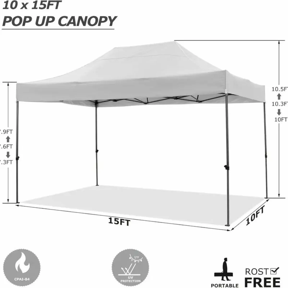 3x4.5m Heavy Duty Pop Up Canopy Tent - Image 3