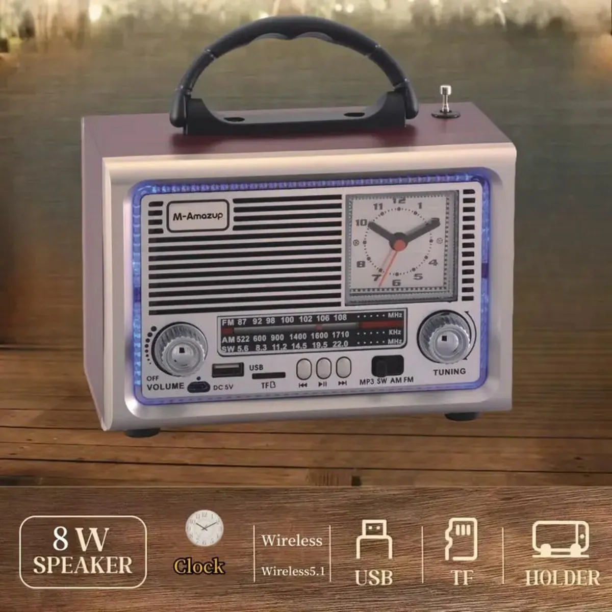 Vintage-Style Portable Radio - Image 4