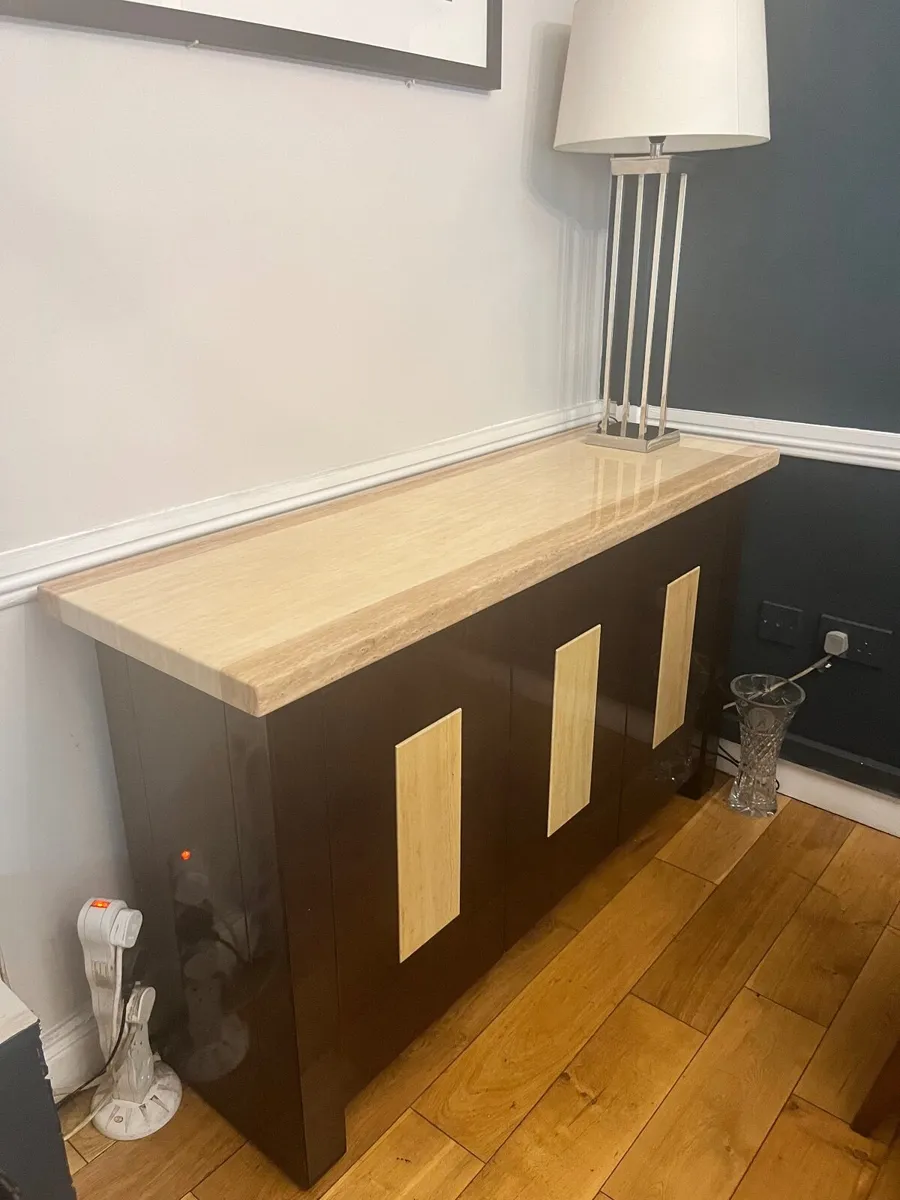 Marble Dining Table, 6 Chairs and Side Cabinet - Image 4