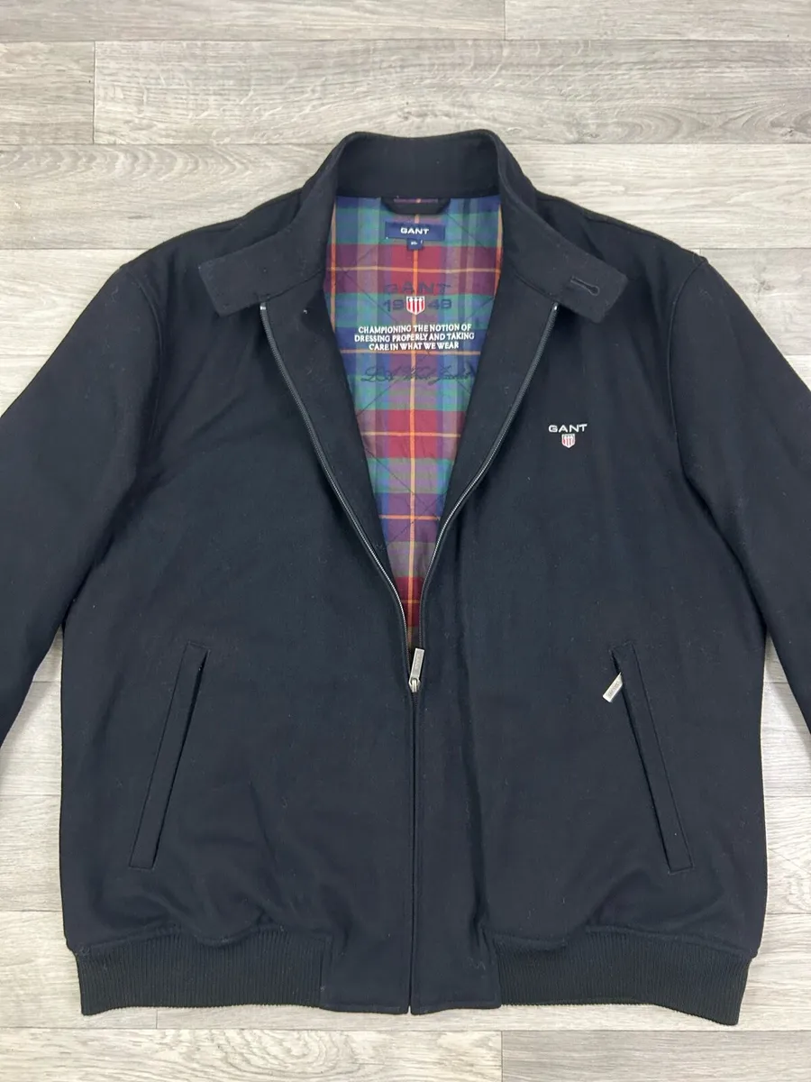 Gant Check Lined Wool Harrington Jacket Mens XL - Image 2