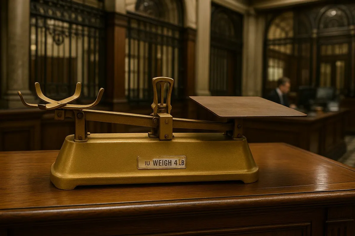 Antique Bankers weighing scales GOLD Vintage RARE - Image 1
