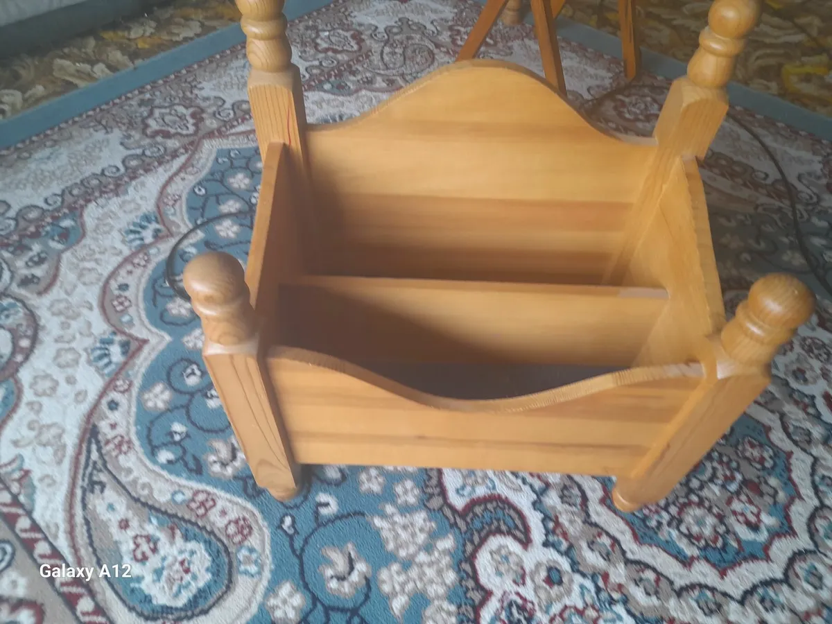 Solid pine magazine, book rack - Image 2