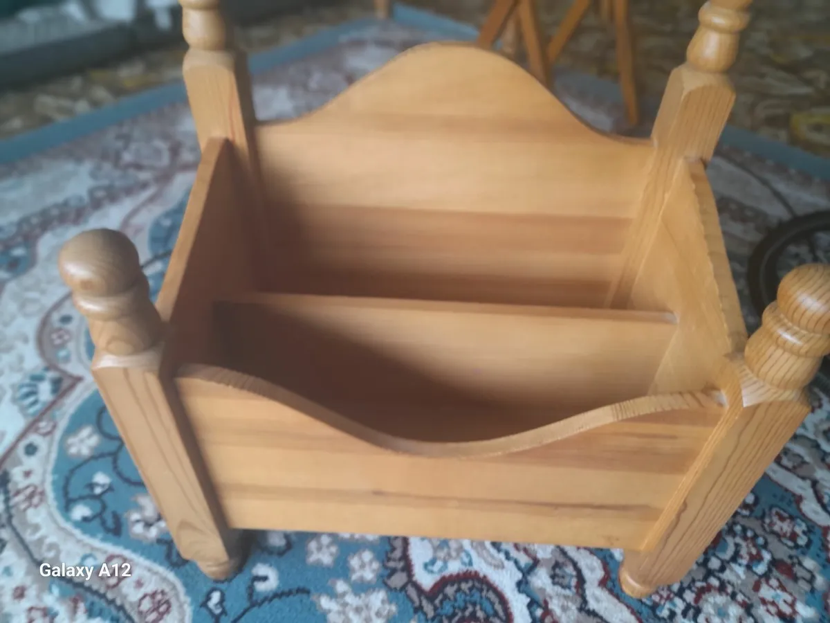 Solid pine magazine, book rack - Image 3