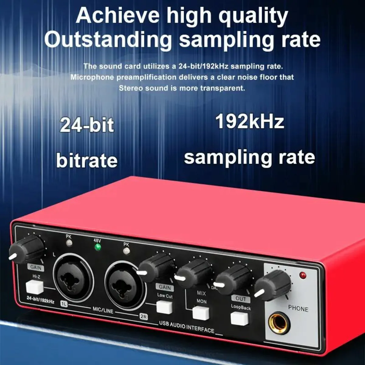 2 Channel Audio Interface Sound Card with Display - Image 1