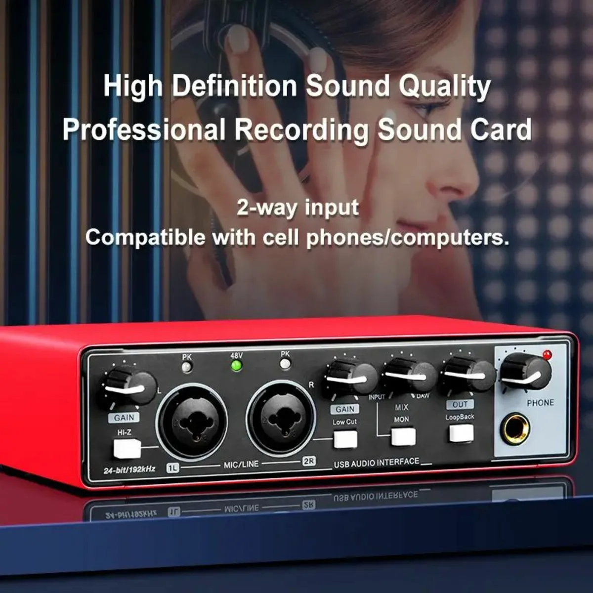 2 Channel Audio Interface Sound Card with Display - Image 3