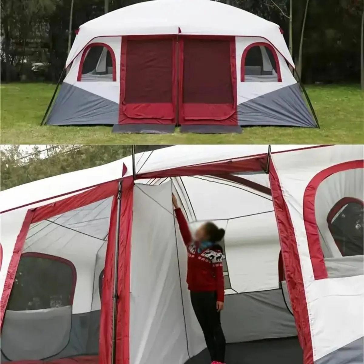 Outdoor Large Tent with Mesh Window Door 4-6 - Image 1
