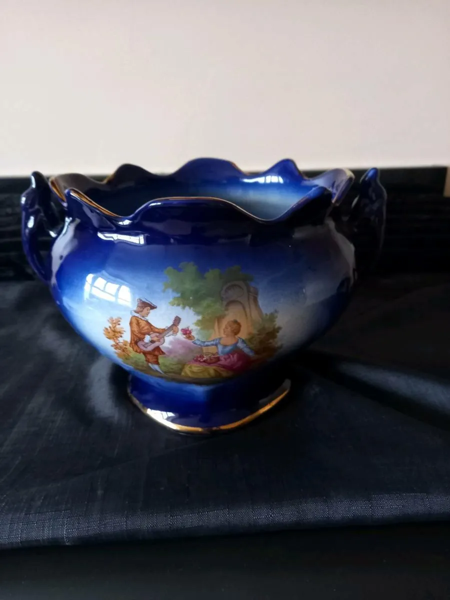 Large Cobalt Blue Ceramic Plant Pot - Image 2