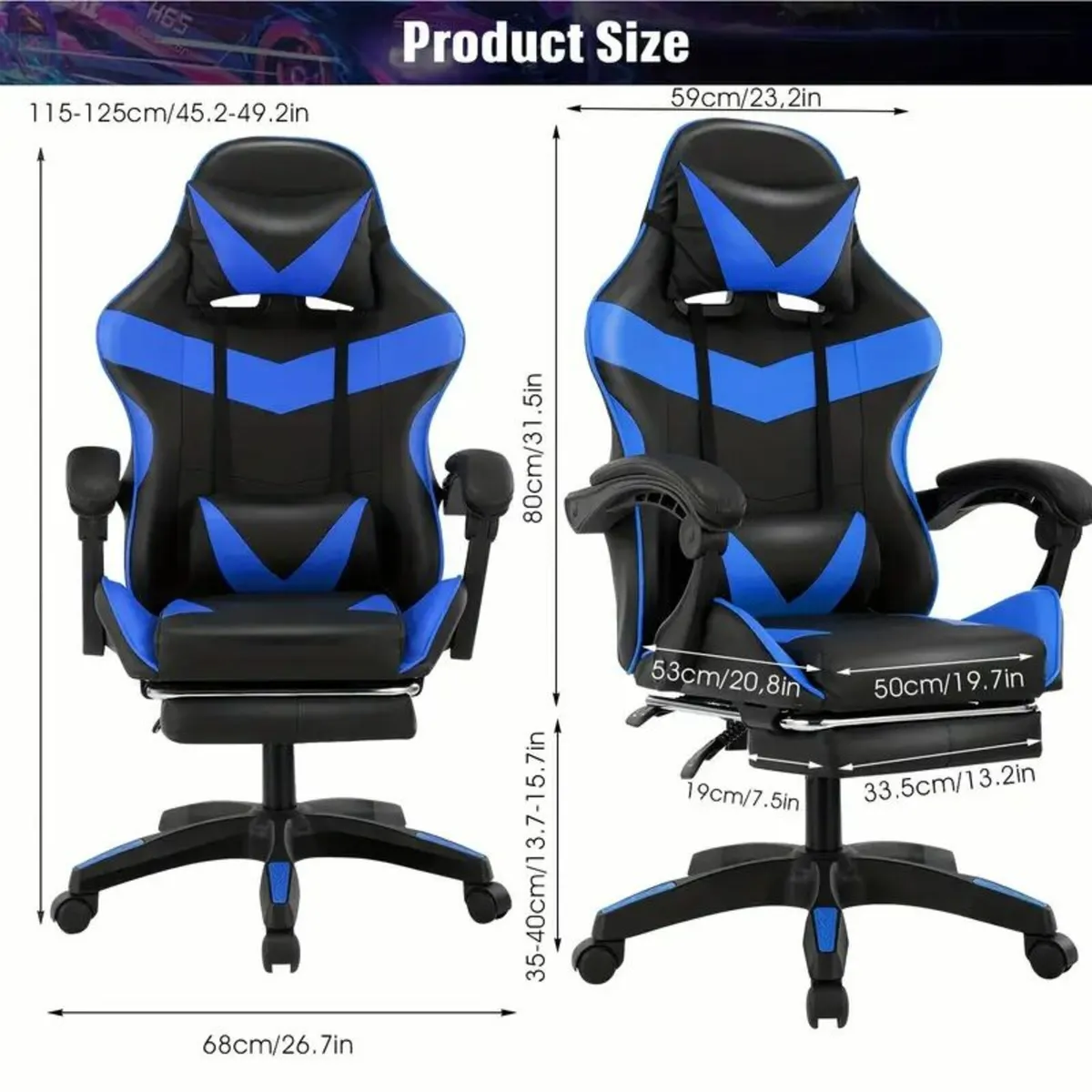 Gaming Chair With Footrest Office Desk - Image 2
