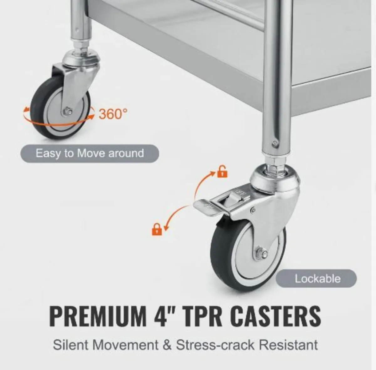 Medical Cart, 2 Layers Stainless Steel - Image 2