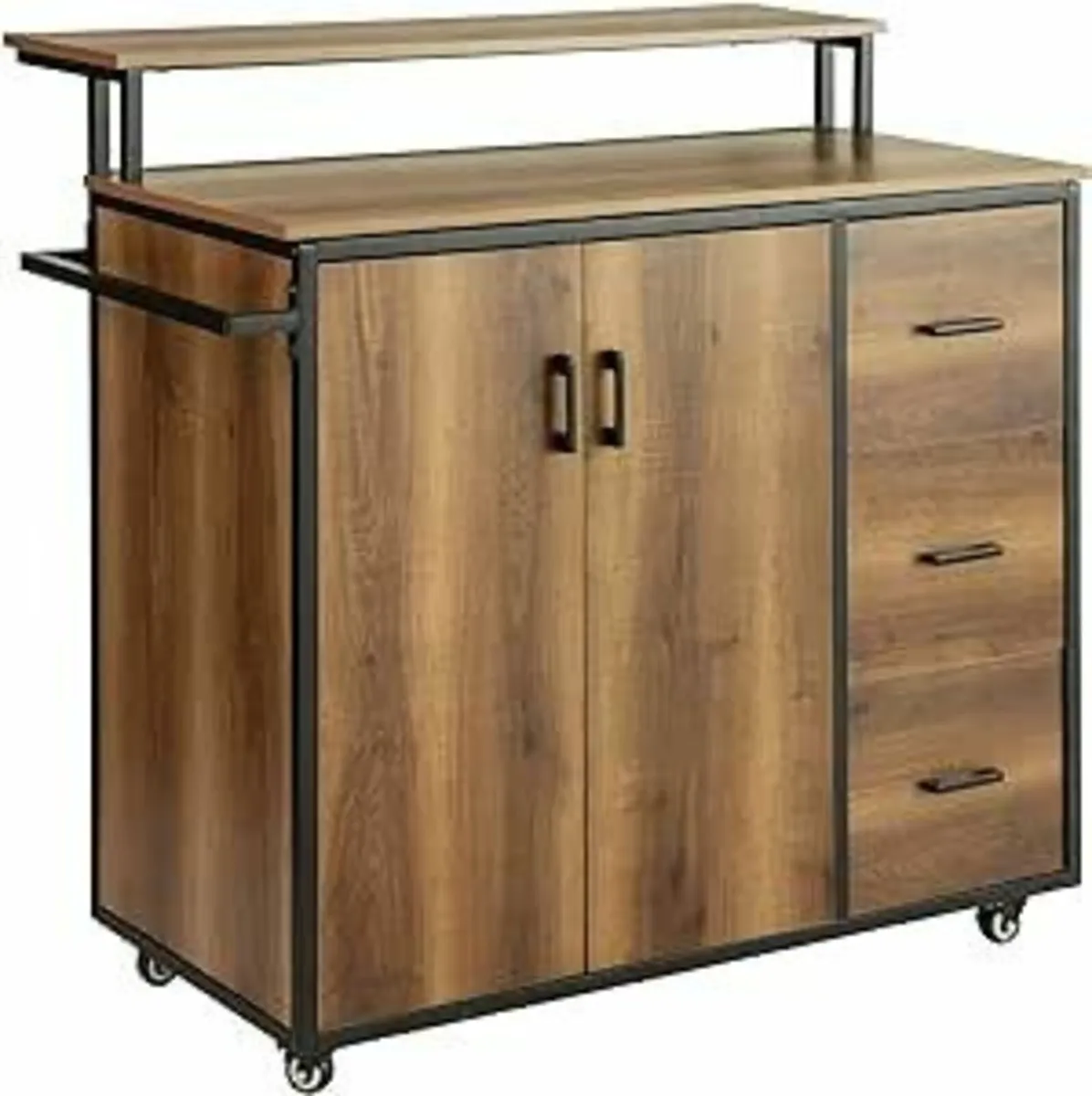 Kitchen island cabinet portable rolling vintage el - Image 3