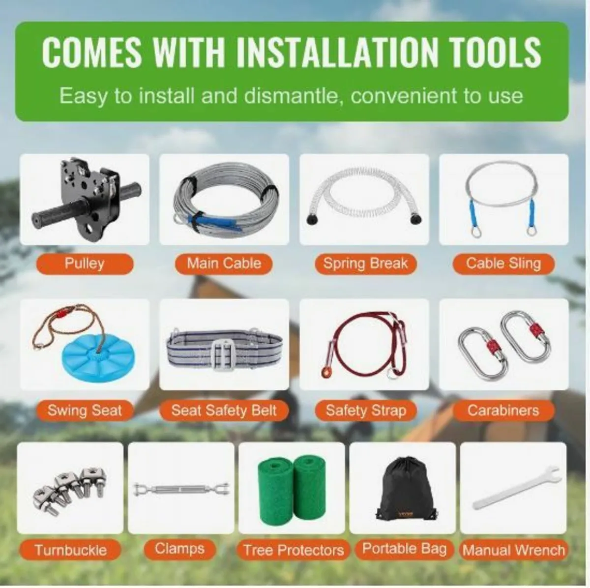 Zipline Kit for Kids and Adult, 120 ft Zip - Image 4
