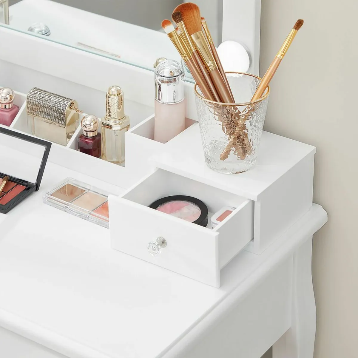 Dressing table set with lights and stool white dre - Image 3