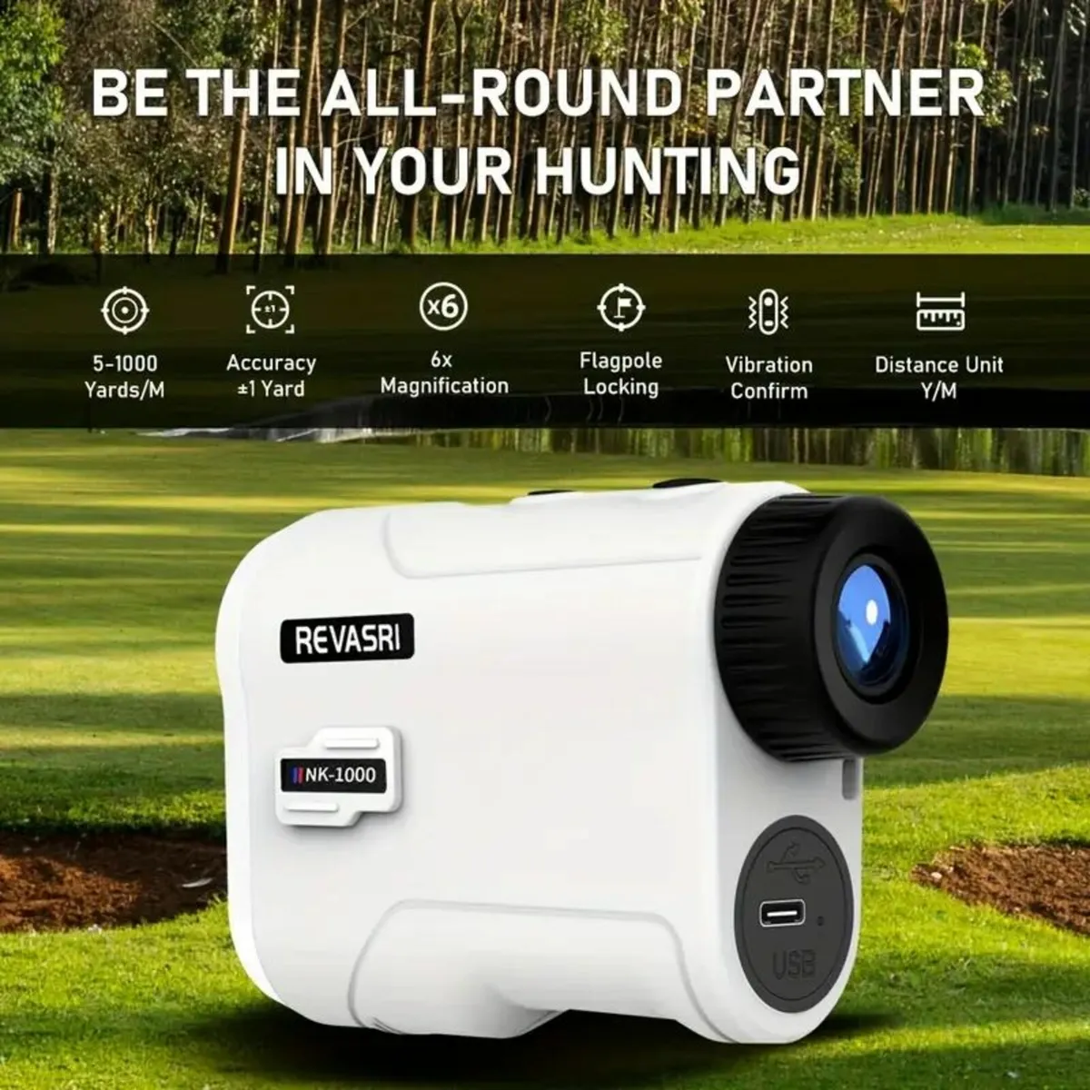 REVASRI Golf Rangefinder with Slope & Pin - Image 1