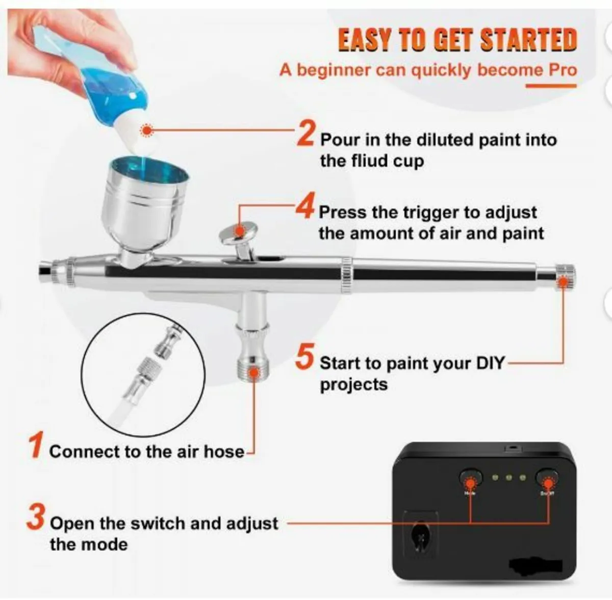 Airbrush Kit, Portable Airbrush Set - Image 2