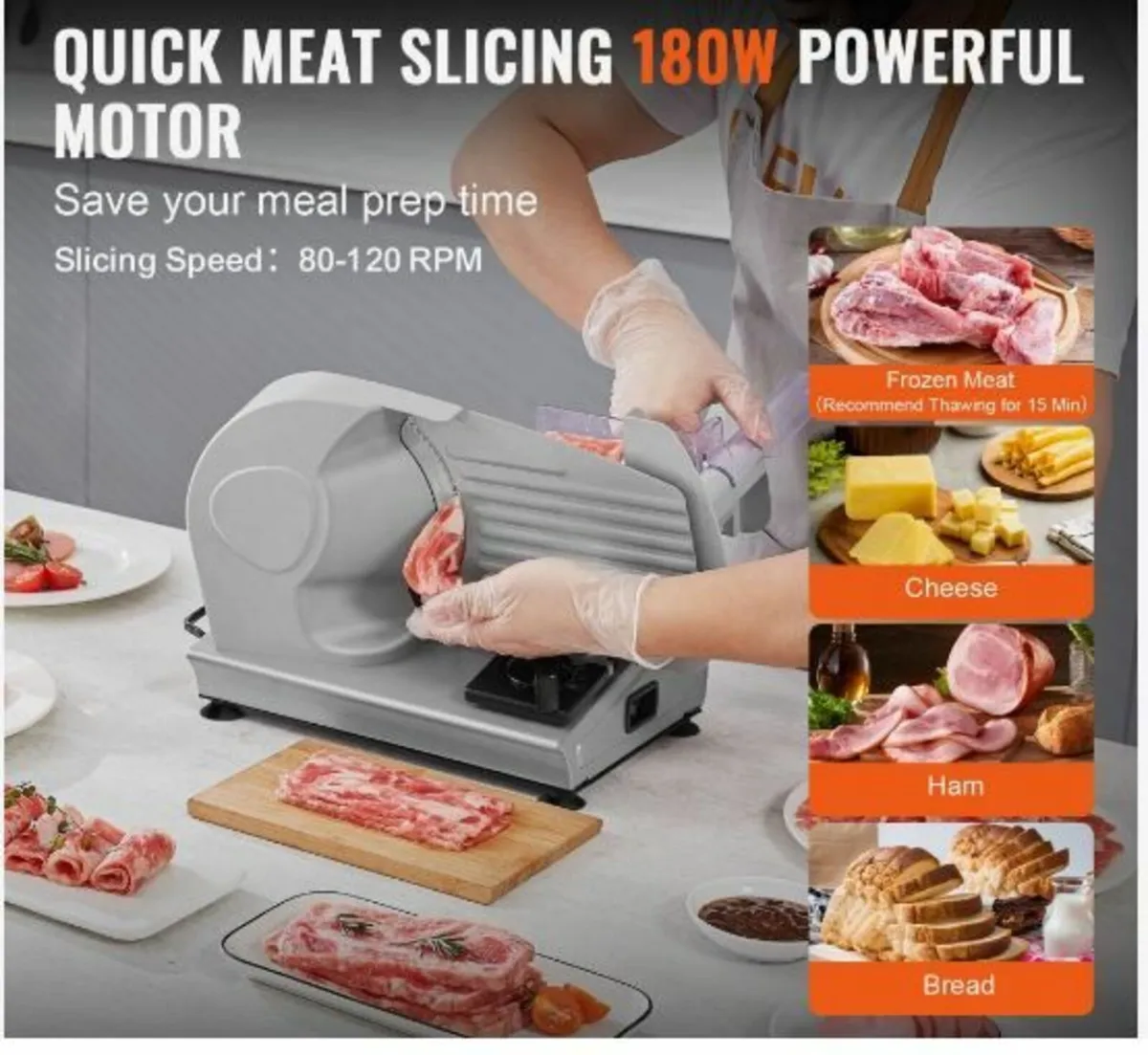 Meat Slicer, 180W Electric Deli Food - Image 2