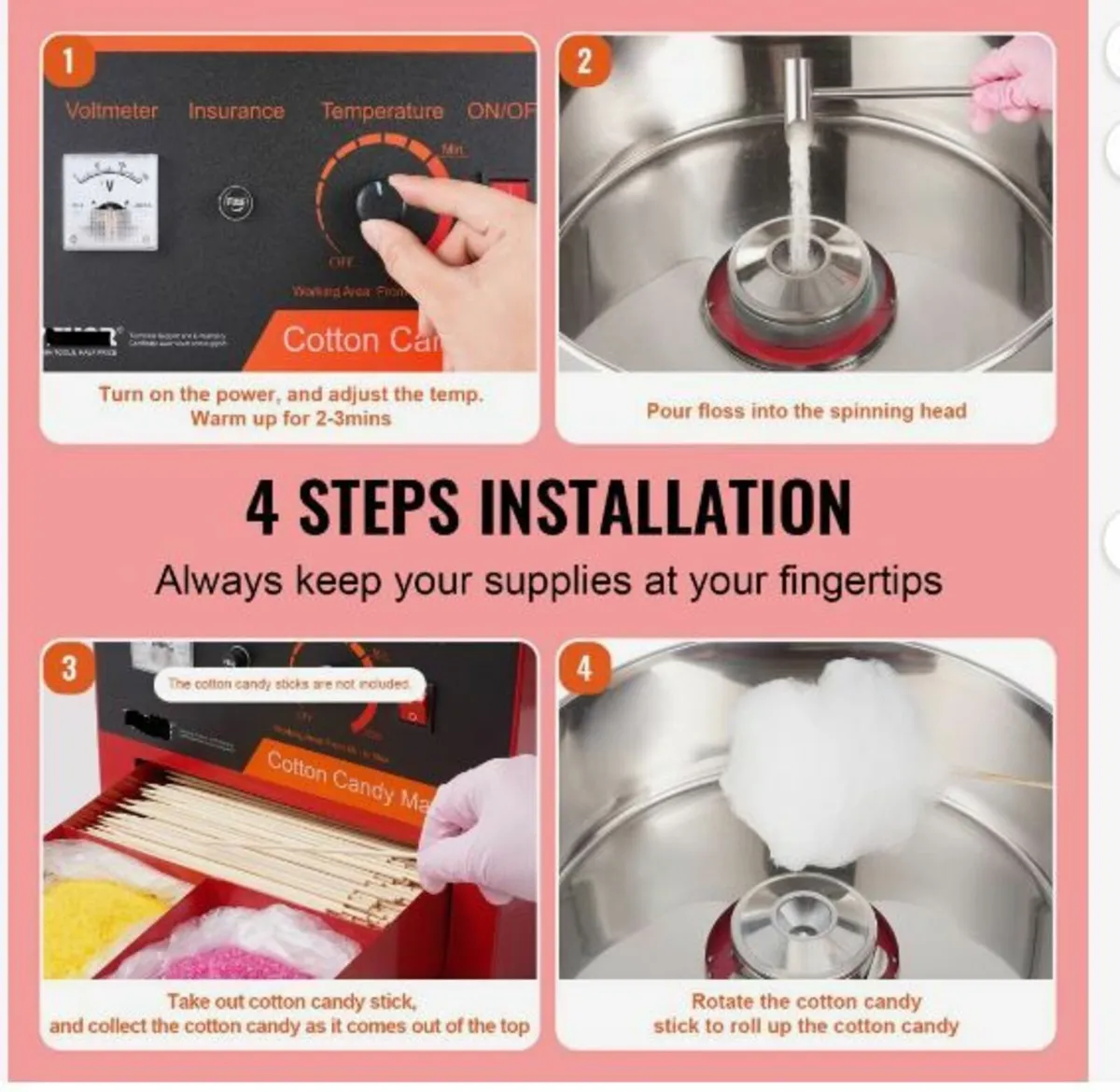 Electric Cotton Candy Machine, 1000W - Image 3