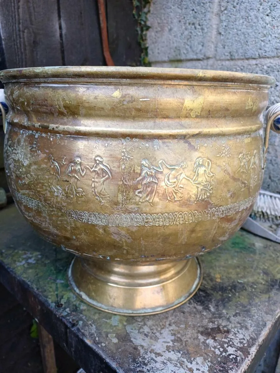 Vintage French Brass Coal Bin - Image 3