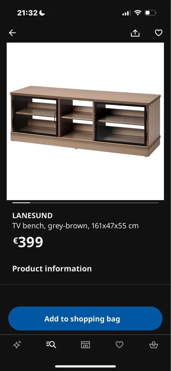 IKEA LANESUND TV bench, grey-brown - Image 2