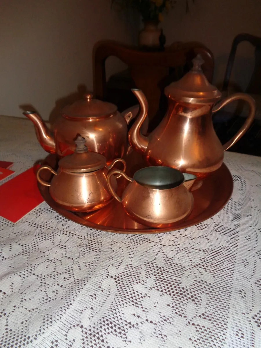 Vintage "Tagus" Copper Plated Tea Set for Sale - Image 1