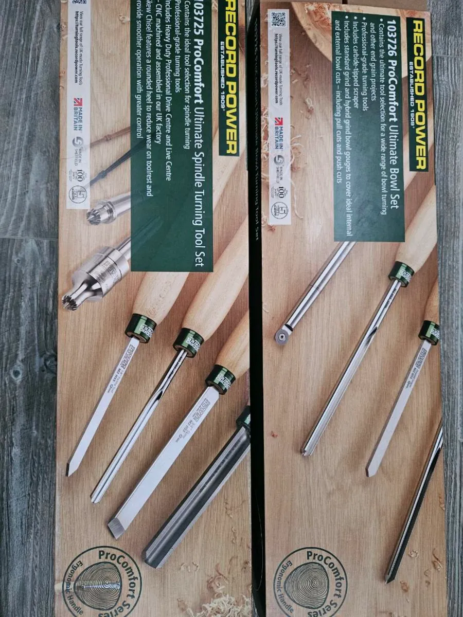 Wood Turing chisels 8 piece with extras - Image 3