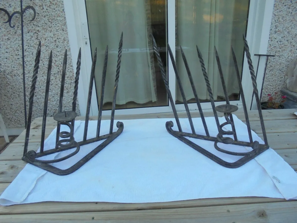 Vintage Wrought Iron Candle Holders x 2 for Sale - Image 3